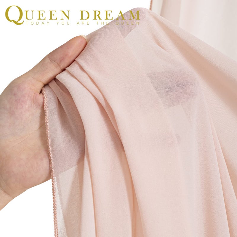 QueenDream Chiffon Curtain for Backdrop 10ft x 8ft Wrinkle Free Light Peach Backdground Curtain for Wedding Party Decor - Image 5